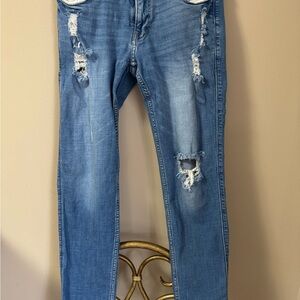 Men's Distressed Blue Jeans
